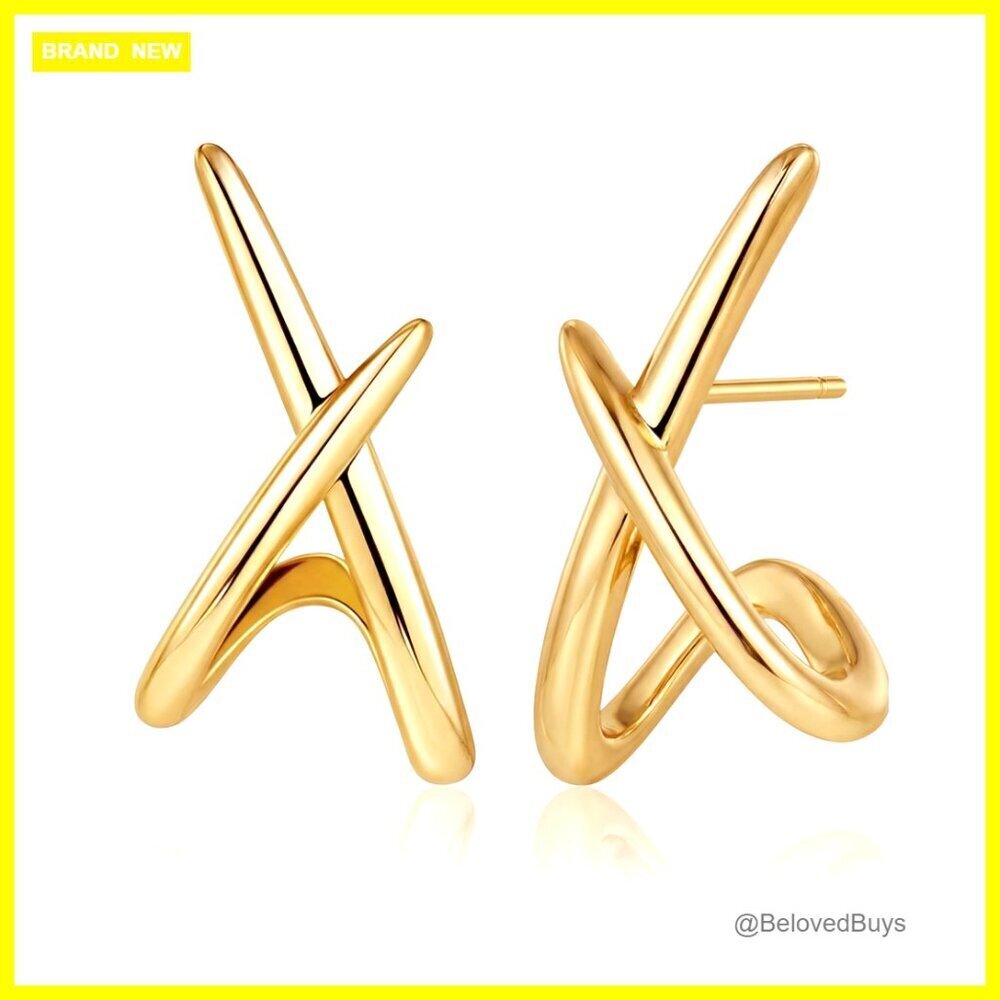 14K Gold Plated Stud Earrings Hypoallergenic Dainty Minimalist